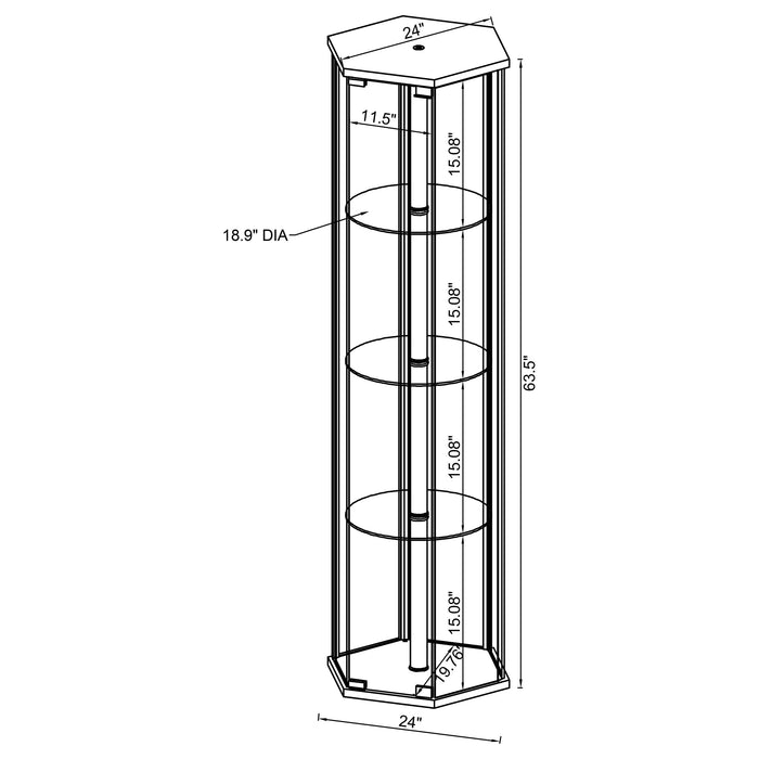 Coaster Zahavah 4-shelf Hexagon Shaped Curio Cabinet White and Clear Default Title