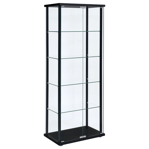 Coaster Delphinium 5-shelf Glass Curio Cabinet Black and Clear Default Title