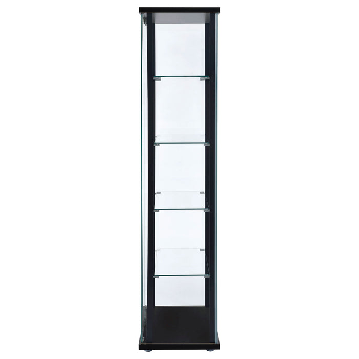 Coaster Delphinium 5-shelf Glass Curio Cabinet Black and Clear Default Title