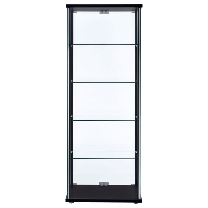 Coaster Delphinium 5-shelf Glass Curio Cabinet Black and Clear Default Title