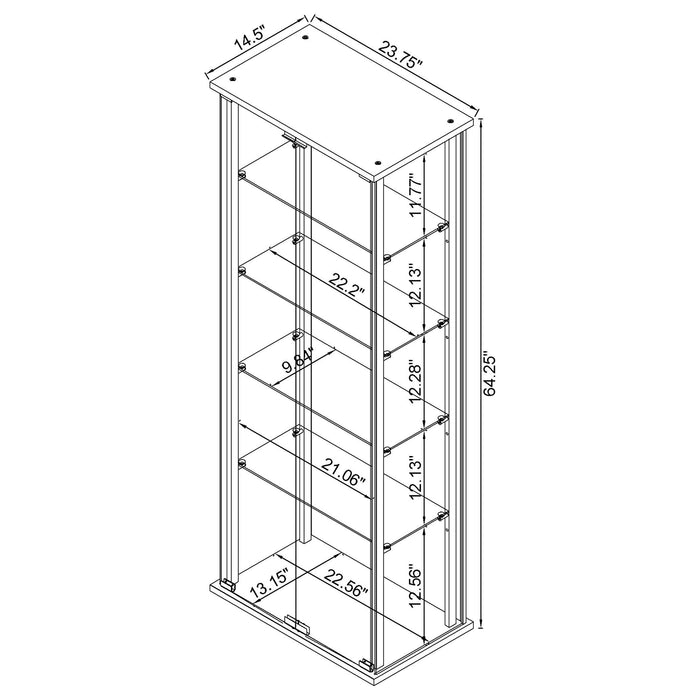 Coaster Delphinium 5-shelf Glass Curio Cabinet Black and Clear Default Title