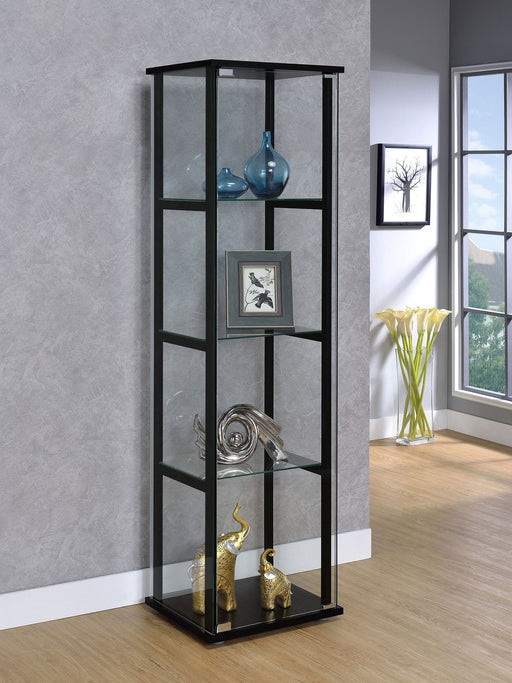 Coaster Cyclamen 4-shelf Glass Curio Cabinet Black and Clear Default Title