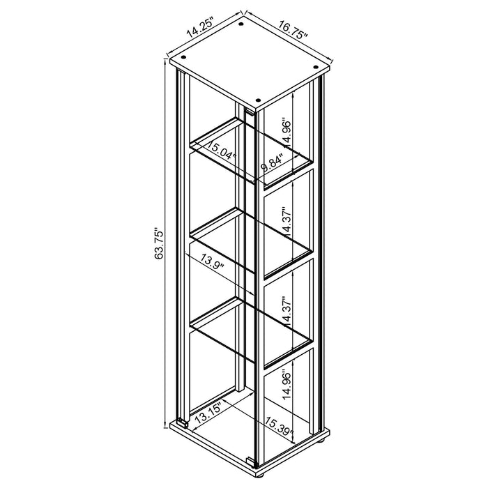 Coaster Cyclamen 4-shelf Glass Curio Cabinet Black and Clear Default Title