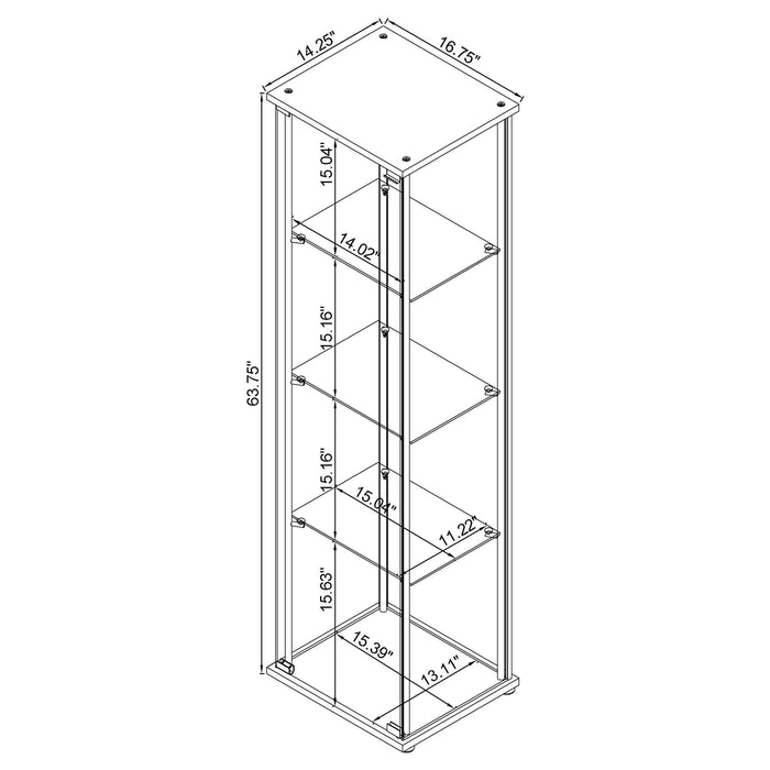 Coaster Bellatrix Rectangular 4-shelf Curio Cabinet Cappuccino and Clear Default Title