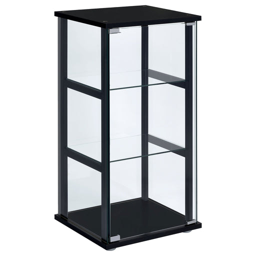 Coaster Cyclamen 3-shelf Glass Curio Cabinet Black and Clear Default Title