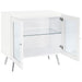 Coaster Nieta 2-tier Accent Cabinet with Glass Shelf White High Gloss and Chrome Default Title