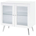 Coaster Nieta 2-tier Accent Cabinet with Glass Shelf White High Gloss and Chrome Default Title