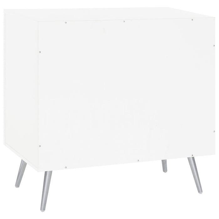 Coaster Nieta 2-tier Accent Cabinet with Glass Shelf White High Gloss and Chrome Default Title