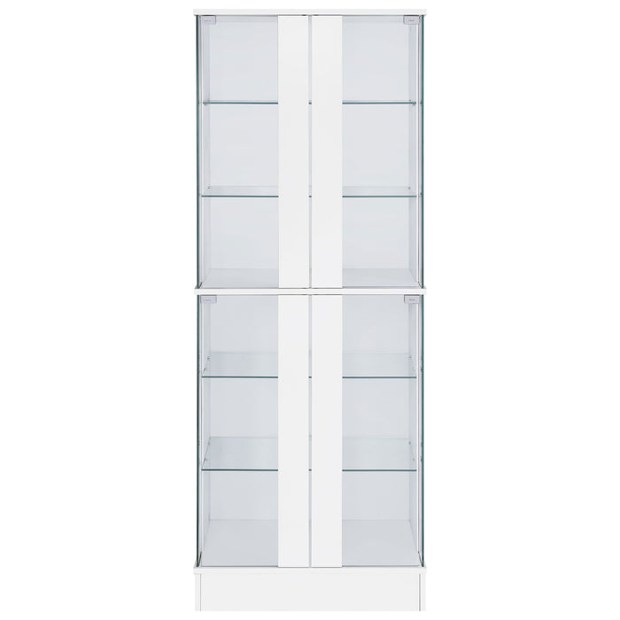 Coaster Cabra Display Case Curio Cabinet with Glass Shelves and LED Lighting White High Gloss Default Title