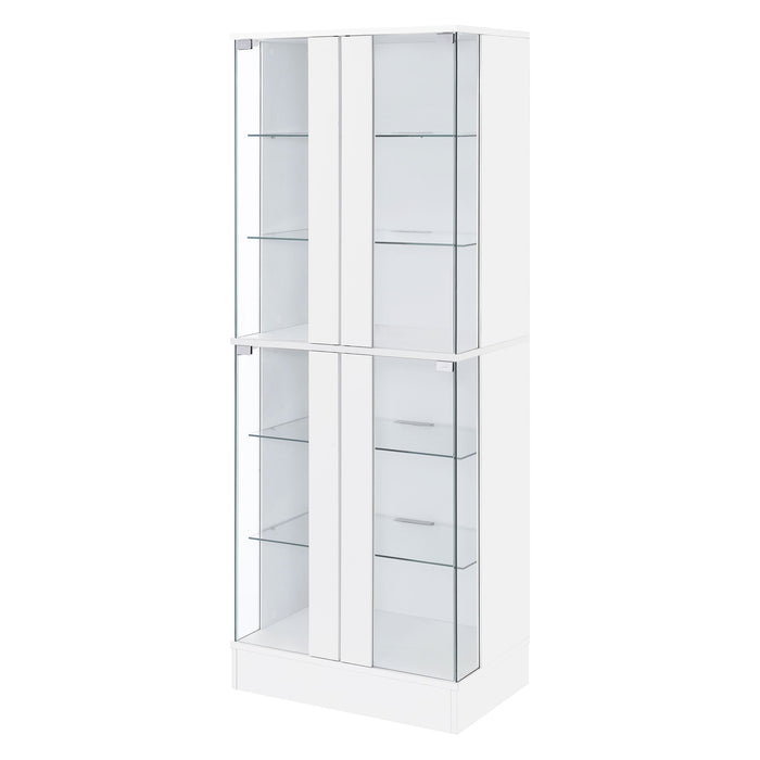 Coaster Cabra Display Case Curio Cabinet with Glass Shelves and LED Lighting White High Gloss Default Title