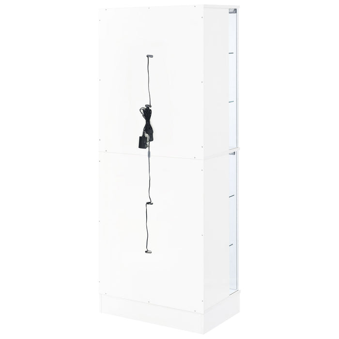 Coaster Cabra Display Case Curio Cabinet with Glass Shelves and LED Lighting White High Gloss Default Title