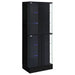 Coaster Cabra Display Case Curio Cabinet with Glass Shelves and LED Lighting Black High Gloss Default Title