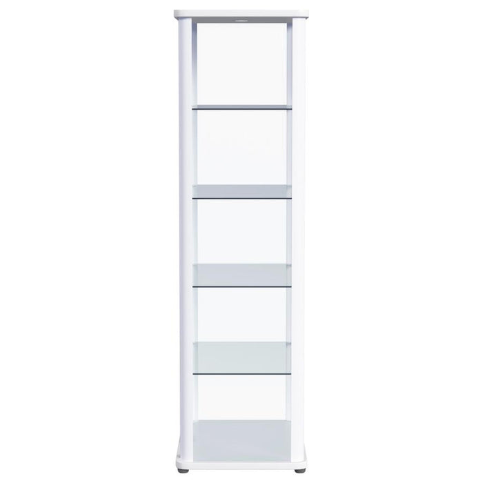 Aero 5-shelf Display Curio Cabinet with LED Lighting White