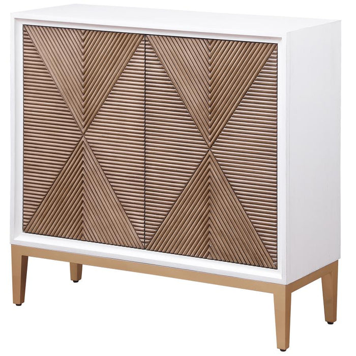 Gretchen 2-door Wood Fluted Parquet Cabinet White and Brown