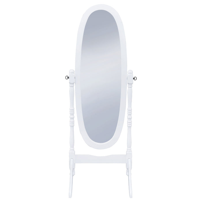 Coaster Foyet Oval Cheval Mirror White Default Title