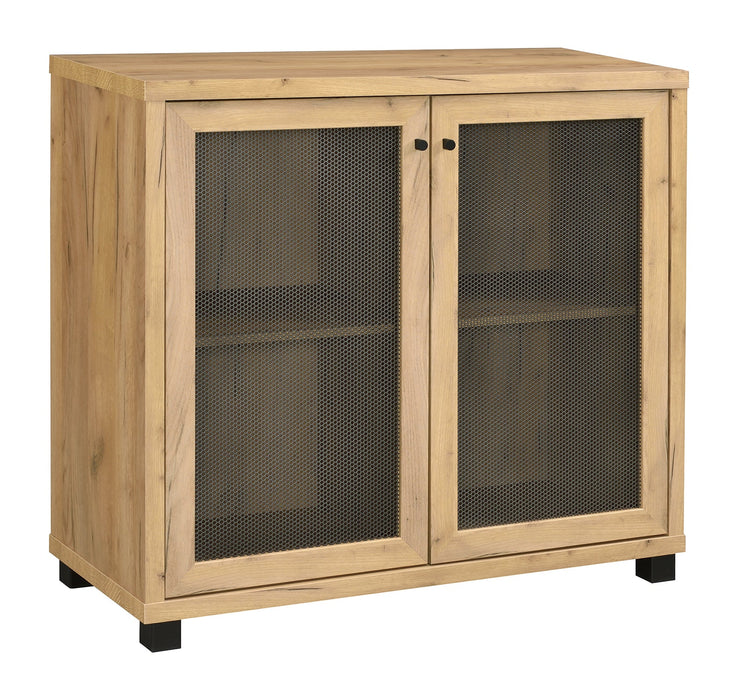 Coaster Mchale Accent Cabinet with Two Mesh Doors Golden Oak Default Title