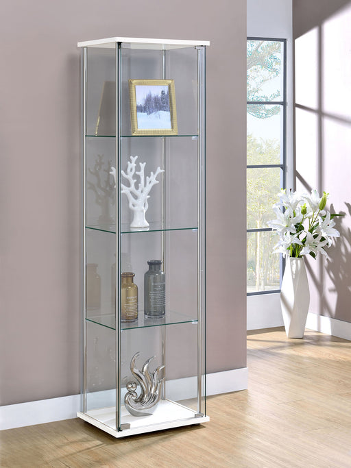 Coaster Bellatrix Rectangular 4-shelf Curio Cabinet White and Clear Default Title