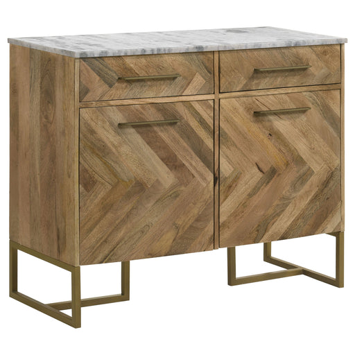 Coaster Keaton 2-door Accent Cabinet with Marble Top Natural and Antique Gold Default Title