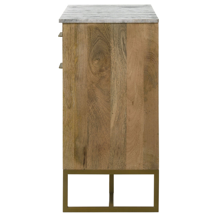 Coaster Keaton 2-door Accent Cabinet with Marble Top Natural and Antique Gold Default Title