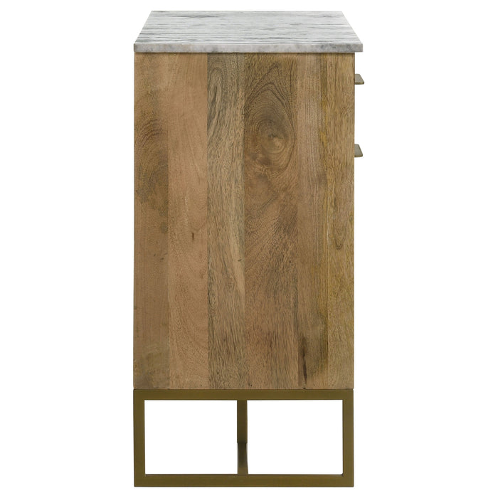 Coaster Keaton 2-door Accent Cabinet with Marble Top Natural and Antique Gold Default Title