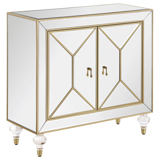 Coaster Lupin 2-door Accent Cabinet Mirror and Champagne Default Title