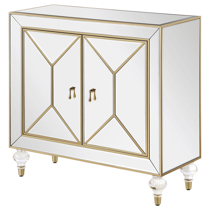 Coaster Lupin 2-door Accent Cabinet Mirror and Champagne Default Title