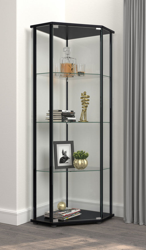 Coaster Zenobia Glass Shelf Curio Cabinet Clear and Black Default Title