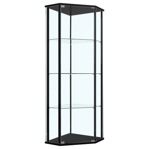Coaster Zenobia Glass Shelf Curio Cabinet Clear and Black Default Title