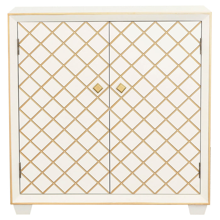 Coaster Belinda 2-door Accent Cabinet White and Gold Default Title