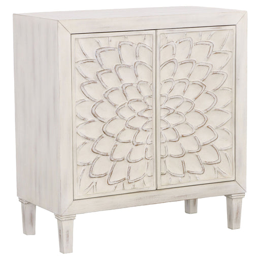 Coaster Clarkia Accent Cabinet with Floral Carved Door White Default Title