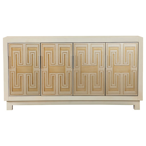 Coaster Voula Rectangular 4-door Accent Cabinet White and Gold Default Title