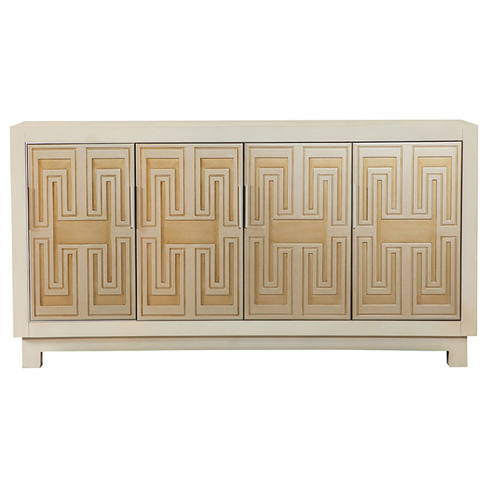 Coaster Voula Rectangular 4-door Accent Cabinet White and Gold Default Title