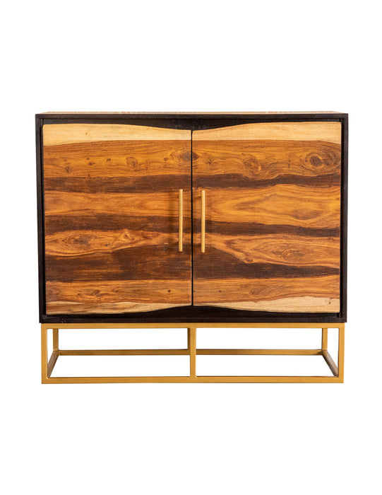 Coaster Zara 2-door Accent Cabinet Black Walnut and Gold Default Title