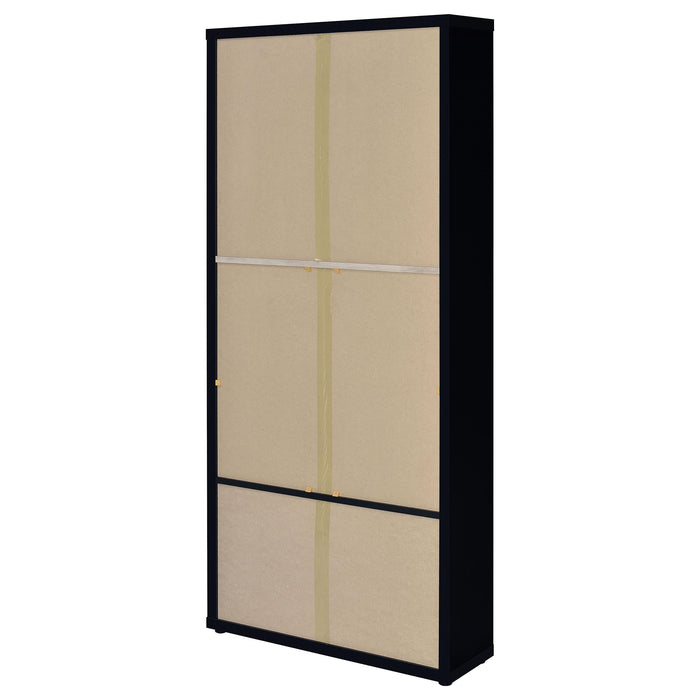 Hawthorne 4-shelf Glass Door Tall Cabinet with Drawers Black