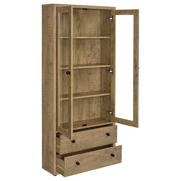 Hawthorne 4-shelf Glass Door Tall Cabinet with Drawers Mango