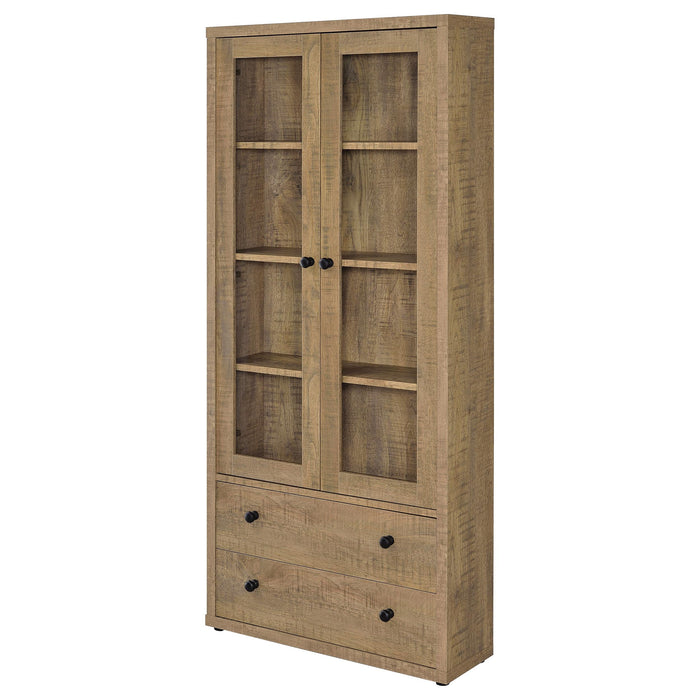 Hawthorne 4-shelf Glass Door Tall Cabinet with Drawers Mango