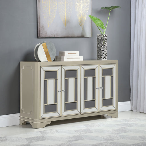 Coaster Toula 4-door Accent Cabinet Smoke and Champagne Default Title