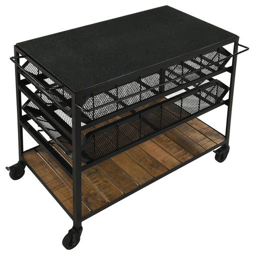 Coaster Evander Accent Storage Cart with Casters Natural and Black Default Title