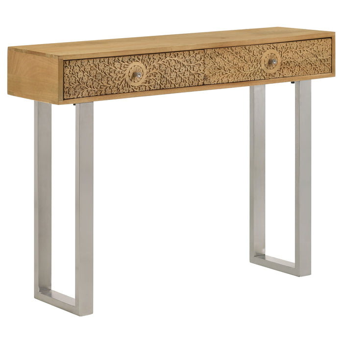 Coaster Draco Console Table with Hand Carved Drawers Natural Default Title