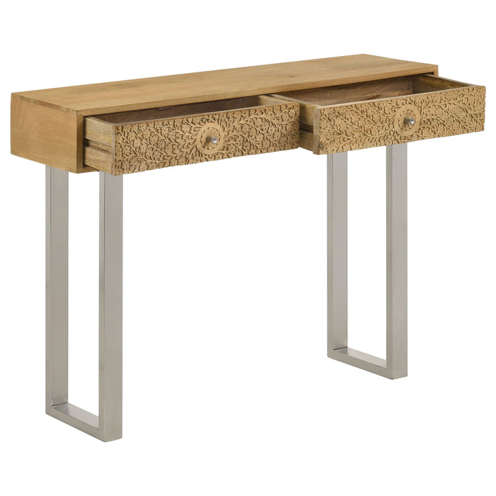 Coaster Draco Console Table with Hand Carved Drawers Natural Default Title