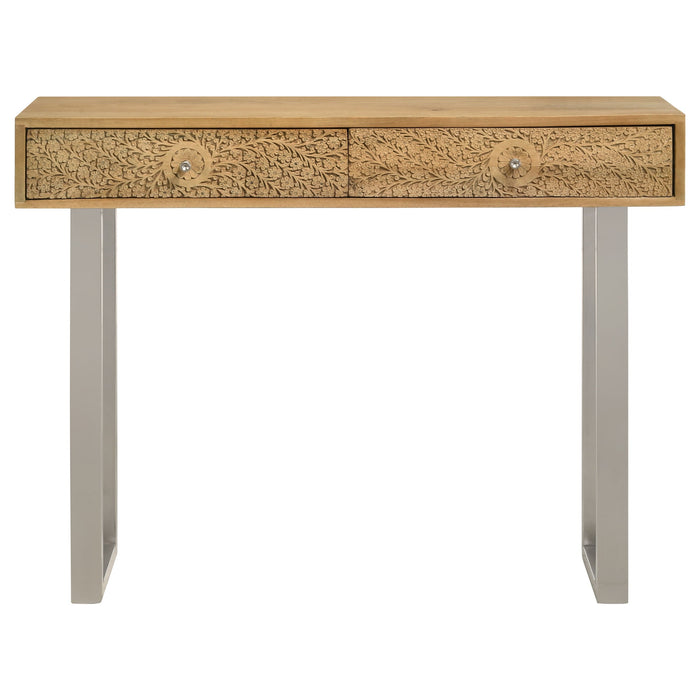 Coaster Draco Console Table with Hand Carved Drawers Natural Default Title