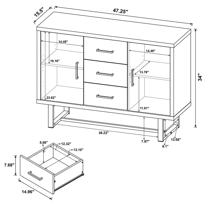 Coaster Abelardo 3-drawer Accent Cabinet Weathered Oak and Cement Default Title