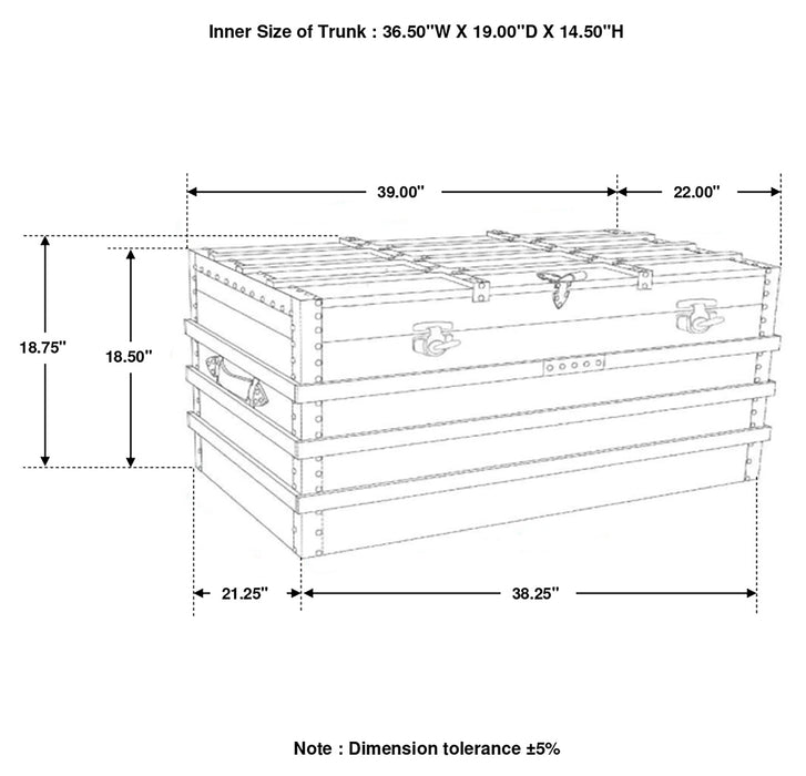 Coaster Simmons Rectangular Storage Trunk Natural and Black Default Title