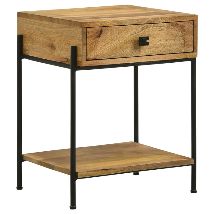 Coaster Declan 1-drawer Accent Table with Open Shelf Natural Mango and Black Default Title