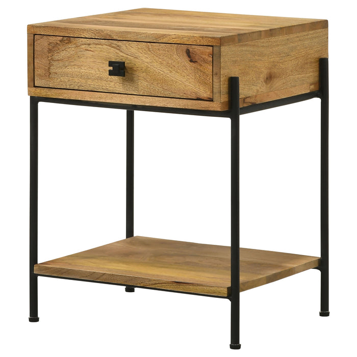 Coaster Declan 1-drawer Accent Table with Open Shelf Natural Mango and Black Default Title