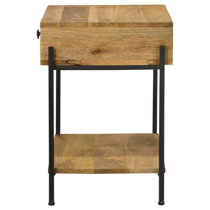 Coaster Declan 1-drawer Accent Table with Open Shelf Natural Mango and Black Default Title