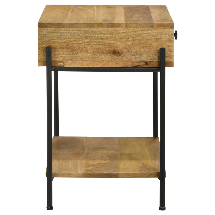 Coaster Declan 1-drawer Accent Table with Open Shelf Natural Mango and Black Default Title