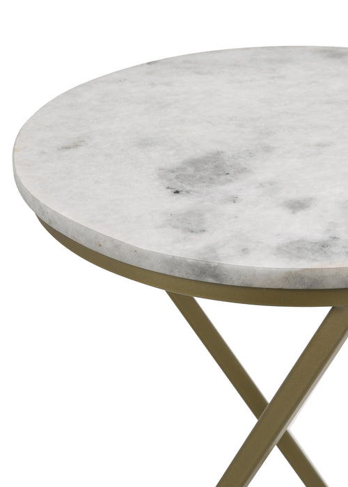 Coaster Malthe Round Accent Table with Marble Top White and Antique Gold Default Title