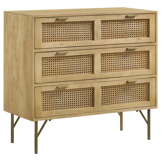 Zamora 3-drawer Wood Accent Cabinet with Woven Cane Natural