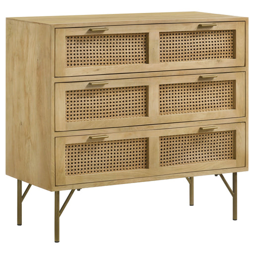 Coaster Zamora 3-drawer Accent Cabinet Natural and Antique Brass Default Title